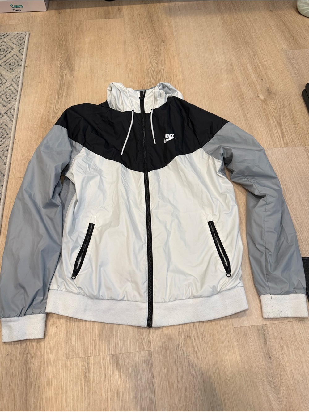 Nike Black, Light Gray & White Colorblock Windbreaker Jacket